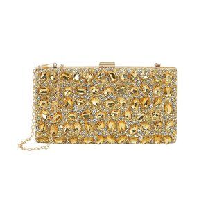 Tigerstars Gold Stone Embellished Evening Clutch Bag